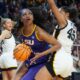 Angel reese scored 17 points and pulled down 20 rebounds in lsu's loss to iowa in the albany regional final.